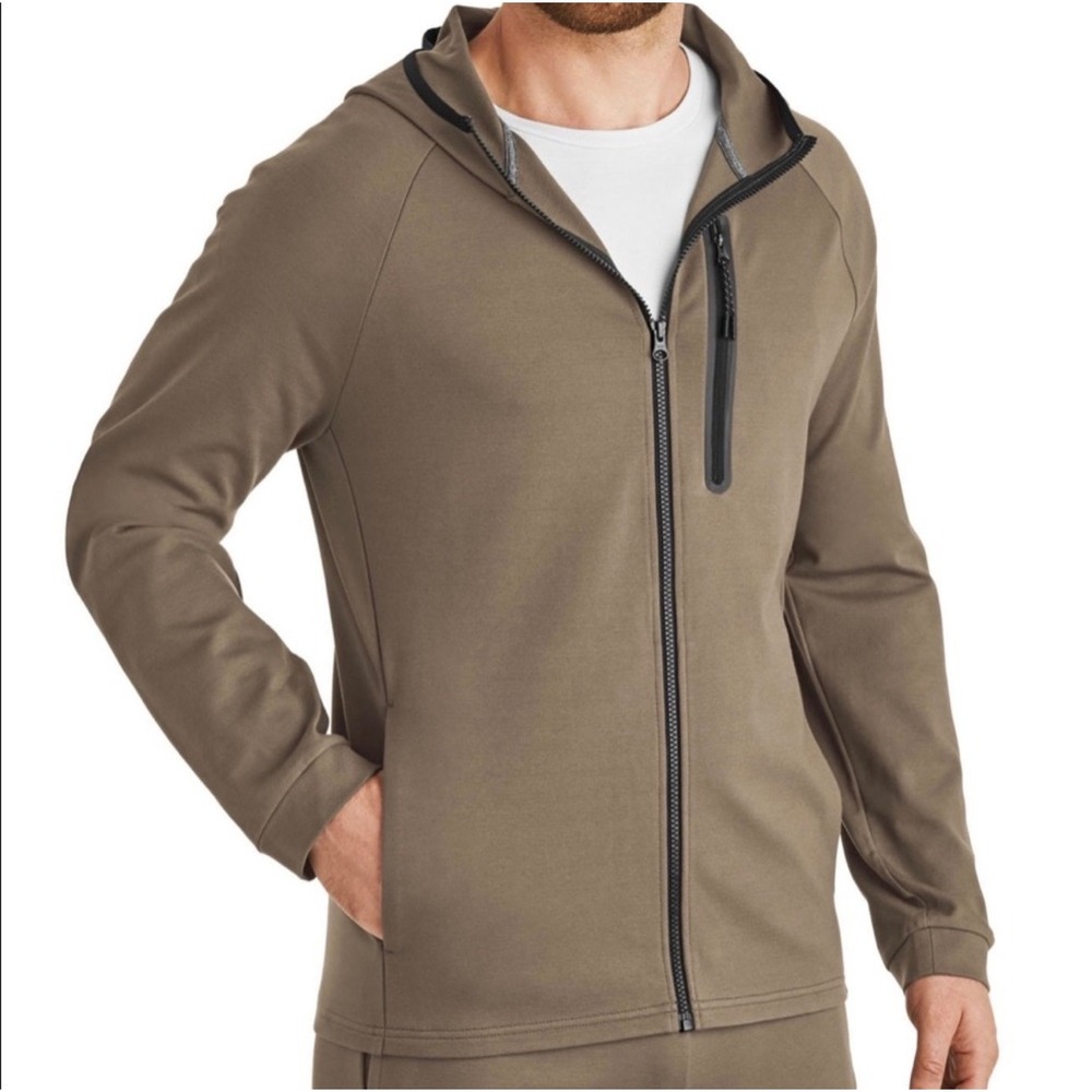Member's Mark Luxe Full Zip Hoodie Olive Green Mens Sz S Lightweight Activewear